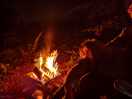 Campfire with firepit and floor protection
