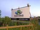 Entry sign at road end