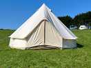 Bell tent pitched.