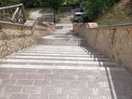 Steps down to another level