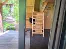 View through front door of tiny house