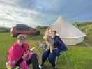 The spot we ended up in, still lovely views and kites flying above.