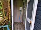 One of the two shower cubicles. light on the door does not work so is pitch black when door closed.