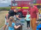 Fire bin by the fire engine