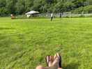 Chilled out with son making friends