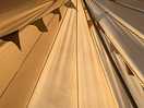 Early morning light inside the bell tent