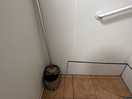 The shower, with mop and bucket
