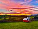 View over a neighbouring camper van in the evening