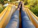 Communal hammock in orchard