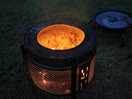 Toasting marshmallows on the firepit