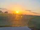 View of the sunset in our car