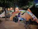 Tent pitch with electric supply