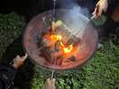 Sausages over the campfire