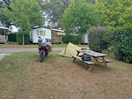 Large pitch, small tent. did i mention the free bench?