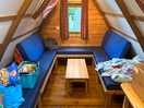 Inside the cabins. very spacious and bigger than anticipated. quilt and 2 pillows provided.