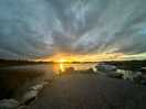 Stunning view over the lake of the sunset !