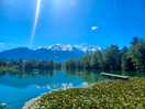 Meer op de camping met zicht op de mont blanc