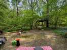 Picnic blanket on the camp site