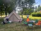 Our pitch and set up, plenty of space for our car too