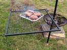Bbq on field shelter fire pit stand