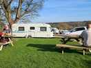 The black swan beer garden looking down towards the pitches