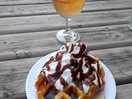 Belgian waffle at cheddar ales