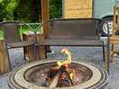 Communal fire pit, and bar.