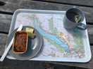 Cafe tray featuring map of lake vywrny and bara brith
