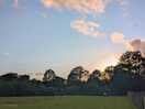 View from pitch at sunset.