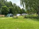 Electric hook up tents + small tents and carpark behind.