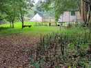 View of shepherds hut and bell tent in distance