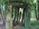 Victorian folly in woods.