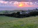 View from the campsite of the sun setting