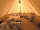 Inside the bumblebee bell tent