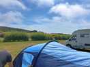 Our tent next to my mums campervan. so much space. beautifully set up