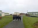 Walking to the shower unit