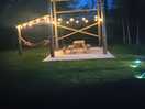 Outdoor sesting area at night
