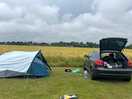 Tent next to car