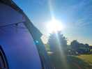 The sun going down sat outside the tent