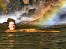 Swimmable waterfall pool