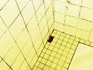 Shower recess - black mould - dirty tiles.