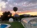 Skies over pool