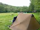 Backpacking tent near the top of the back field. very near toilet, tap and access road.