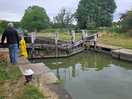 Lock gate you have to walk across to get to towpath