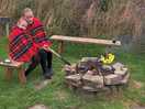 By fire pit