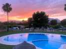 Skies over pool