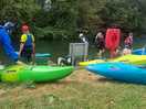 River bank where everyone gets off to visit cafe right beside pitches