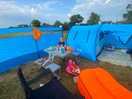 Our set up by the pond/lake