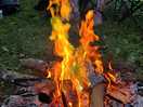 Our fire for the first night, using the magic flames to make it more colourful for the kids