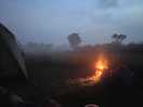 Misty evening round the fire.
